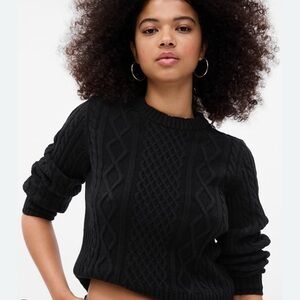 GAP Black Cable Knit Cropped Sweater
